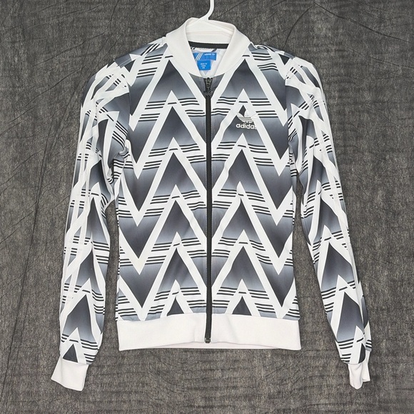 Adidas Originals Zig Zag Track Jacket Gray White Full Zip Women’s XS(A250) - Picture 2 of 9
